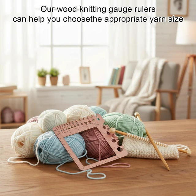 Alt view image 3 of 7 - Wooden Knitting Needle Gauge Measuring Crochet Tool Gauge Measuring Tool Ruler Needle Sizer Stitch Counter Spinner Yarn Knitting Accessories for Craft