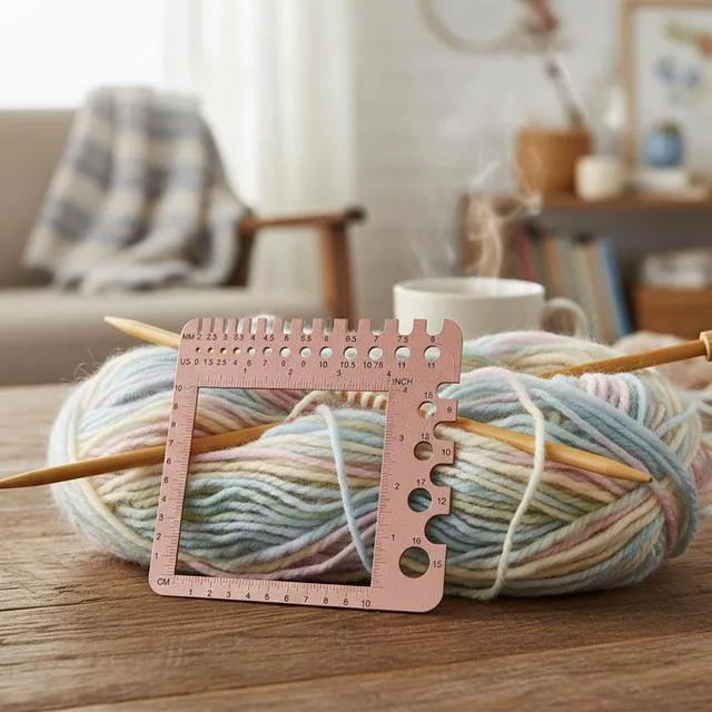 Alt view image 6 of 7 - Wooden Knitting Needle Gauge Measuring Crochet Tool Gauge Measuring Tool Ruler Needle Sizer Stitch Counter Spinner Yarn Knitting Accessories for Craft