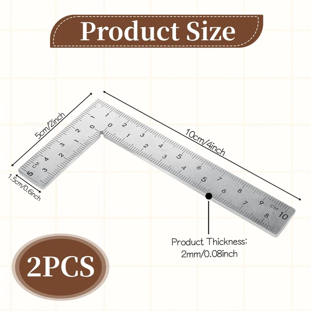 Alt view image 2 of 7 - 2pcs Stainless Steel L Shaped Ruler 90 Degree Right Angle Double Sided Ruler Sliver Metal Square Right Angle Rulers with Clear Scale Square Framing Measuring Tool for Engineer 2 inch by 4 inch