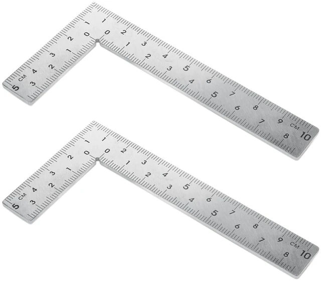 Main image of 2pcs Stainless Steel L Shaped Ruler 90 Degree Right Angle Double Sided Ruler Sliver Metal Square Right Angle Rulers with Clear Scale Square Framing Measuring Tool for Engineer 2 inch by 4 inch