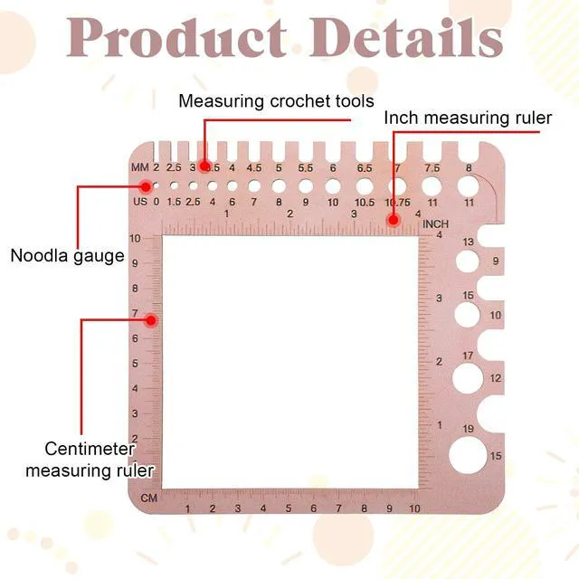 Alt view image 7 of 7 - Wooden Knitting Needle Gauge Measuring Crochet Tool Gauge Measuring Tool Ruler Needle Sizer Stitch Counter Spinner Yarn Knitting Accessories for Craft
