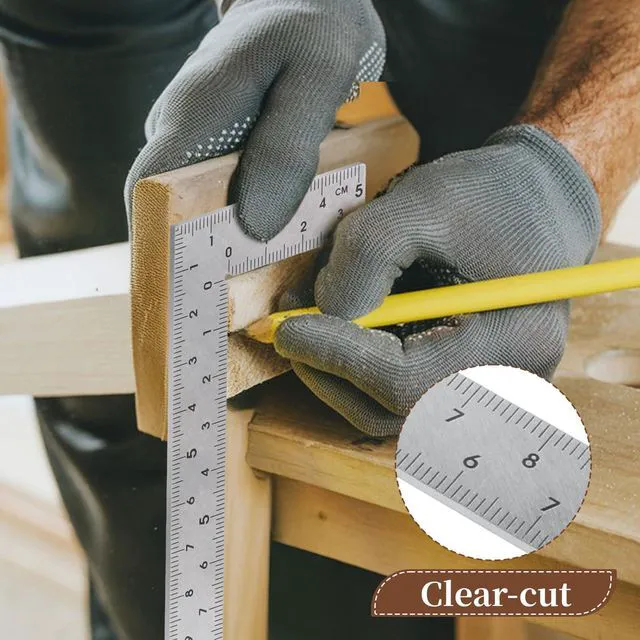 Alt view image 3 of 7 - 2pcs Stainless Steel L Shaped Ruler 90 Degree Right Angle Double Sided Ruler Sliver Metal Square Right Angle Rulers with Clear Scale Square Framing Measuring Tool for Engineer 2 inch by 4 inch