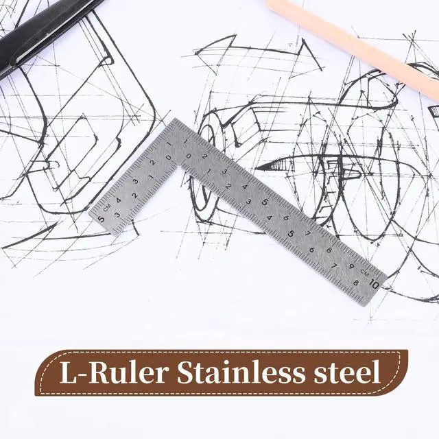 Alt view image 6 of 7 - 2pcs Stainless Steel L Shaped Ruler 90 Degree Right Angle Double Sided Ruler Sliver Metal Square Right Angle Rulers with Clear Scale Square Framing Measuring Tool for Engineer 2 inch by 4 inch