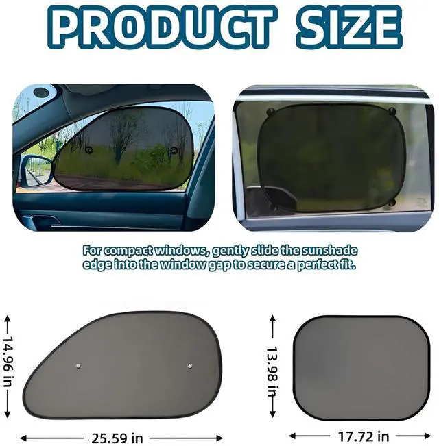 Alt view image 2 of 5 - 4 Packs 2025 New Car Window Shades for Side Window, Window Shade for Baby in Car with Suction Cups to Block UPF 50+ for Kids & Pets, Can Blocks 99.98% UVR, Fit Most of Cars