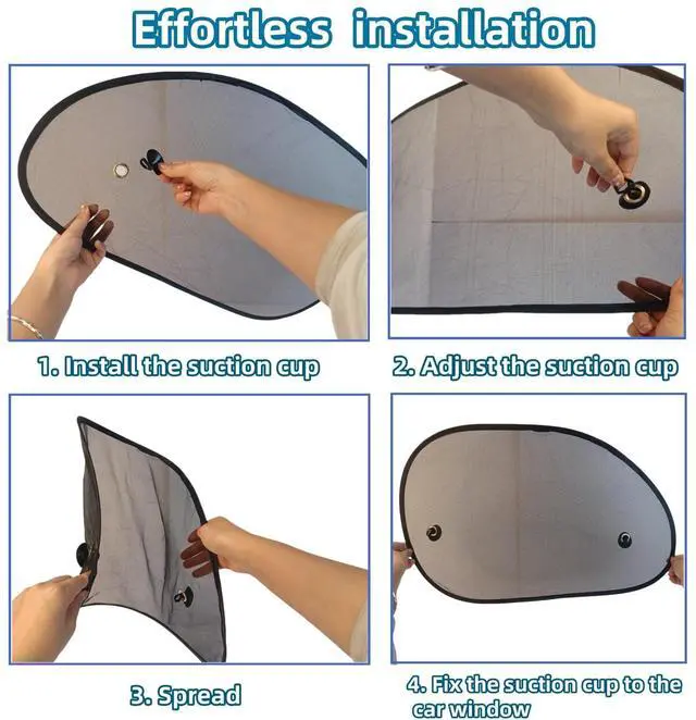 Alt view image 3 of 5 - 4 Packs 2025 New Car Window Shades for Side Window, Window Shade for Baby in Car with Suction Cups to Block UPF 50+ for Kids & Pets, Can Blocks 99.98% UVR, Fit Most of Cars