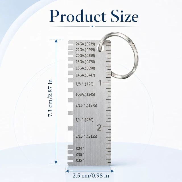 Alt view image 2 of 7 - Metal Sheet Thickness Gauge Stainless Steel Wire Size Gauge Tool | Double Sided Thickness Measuring Welding Tool Plated Size Inspection Tool