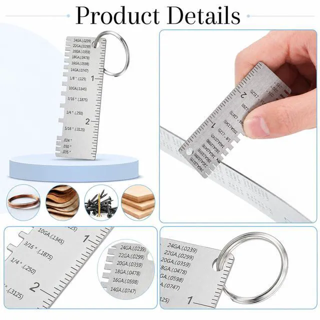 Alt view image 3 of 7 - Metal Sheet Thickness Gauge Stainless Steel Wire Size Gauge Tool | Double Sided Thickness Measuring Welding Tool Plated Size Inspection Tool