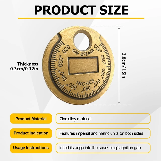 Alt view image 2 of 7 - 2PCS Spark Plug Measuring Tool, Zinc Alloy Spark Plug Gap Gauge Tool | Precise 0.020-0.100" Scale for Quick Gap Measurement and Tuning on Cars, Bikes, and Mowers