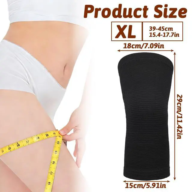 Alt view image 3 of 7 - Bamboo Knee Sleeve, Bamboo Compression Knee Brace Relieve Knees Pain | Black Elastic Breathable Knees Braces, Thicken Thermal Leg Pads for Women Men Running Volleyball Cycling Dance(X-Large)
