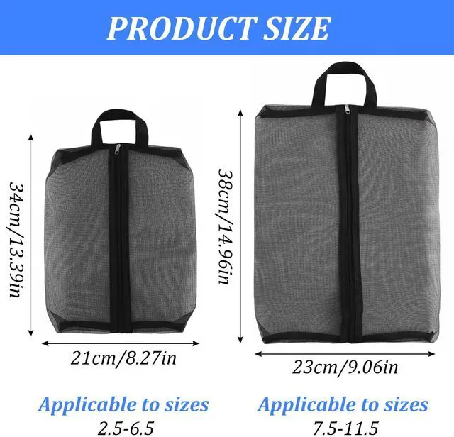 Alt view image 2 of 7 - 2 Pack Shoe Travel Bag Travel Shoe Bags for Storage Reusable Shoe Bags for Travel with Zipper Travel Essentials Women for and Men Shoe Bag for Gym Sport(2 Size)