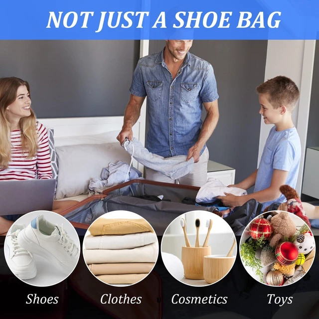 Alt view image 6 of 7 - 2 Pack Shoe Travel Bag Travel Shoe Bags for Storage Reusable Shoe Bags for Travel with Zipper Travel Essentials Women for and Men Shoe Bag for Gym Sport(2 Size)