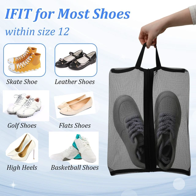 Alt view image 7 of 7 - 2 Pack Shoe Travel Bag Travel Shoe Bags for Storage Reusable Shoe Bags for Travel with Zipper Travel Essentials Women for and Men Shoe Bag for Gym Sport(2 Size)