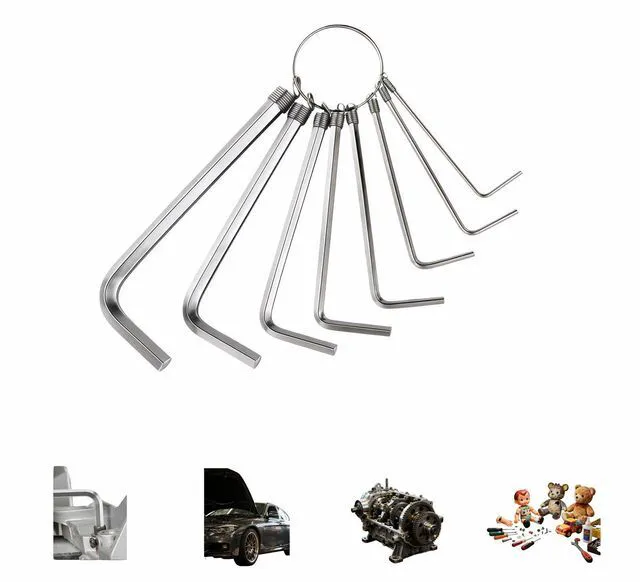Main image of Professional 8-Piece Hex Key Set, L-Shaped Metric Allen Wrench Kit with Key Ring, 1.5-6mm Sizes, Anti-Rust,for Home DIY and Bicycle Repair