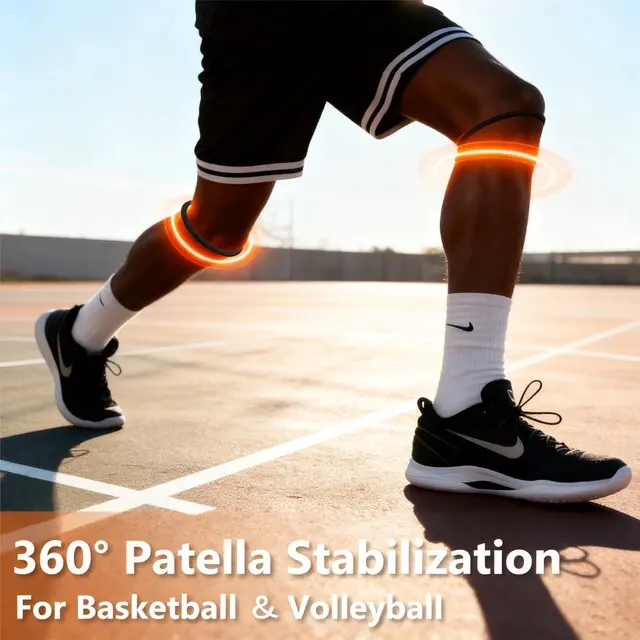 Alt view image 5 of 7 - 2PCS Patellar Tendon Support Strap for Knee Pain Relief, Basketball Knee Strap Brace Support Band, Non-Slip Patella Band for Running, Volleyball, Tennis, Squats(Black + Waterproof Zipper Bag)