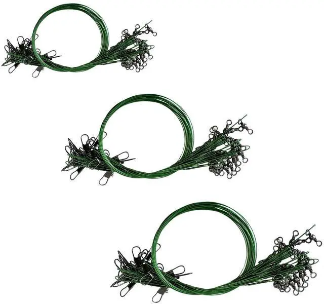 Main image of Stainless Steel Fishing Leader Wire with Swivel Snaps 60pcs Saltwater & Freshwater Fishing Tackle Connectors for Lures and Hooks
