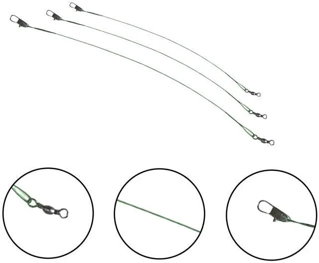 Alt view image 3 of 5 - Stainless Steel Fishing Leader Wire with Swivel Snaps 60pcs Saltwater & Freshwater Fishing Tackle Connectors for Lures and Hooks