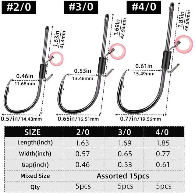 Alt view image 6 of 7 - Baitholder Fishing Hooks, 20pcs Live Shrimp Fixed Hooks Carbon Steel Long Shank Barbed Hooks for Catfish and Bass 2/0