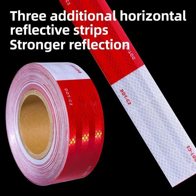 Alt view image 2 of 7 - High Visibility Reflective Tape, Waterproof Red and White Conspicuity Safety Tape for Trailer, Outdoor, Cars, Trucks 2 Inch x 30 Feet