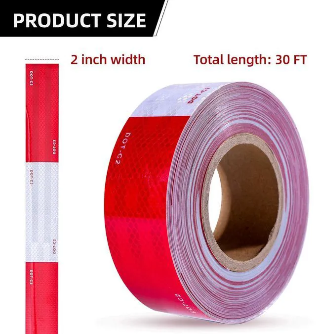 Alt view image 6 of 7 - High Visibility Reflective Tape, Waterproof Red and White Conspicuity Safety Tape for Trailer, Outdoor, Cars, Trucks 2 Inch x 30 Feet