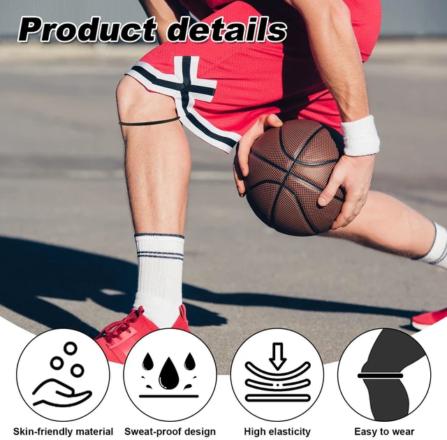Alt view image 4 of 7 - Gosknor 2pcs Patellar Tendon Support Strap Knee Band, Silicone Patella Knee Brace Elastic Band for Basketball Running Hiking Jumpers Soccer Volleyball Sports Women Men Accessories (Black)