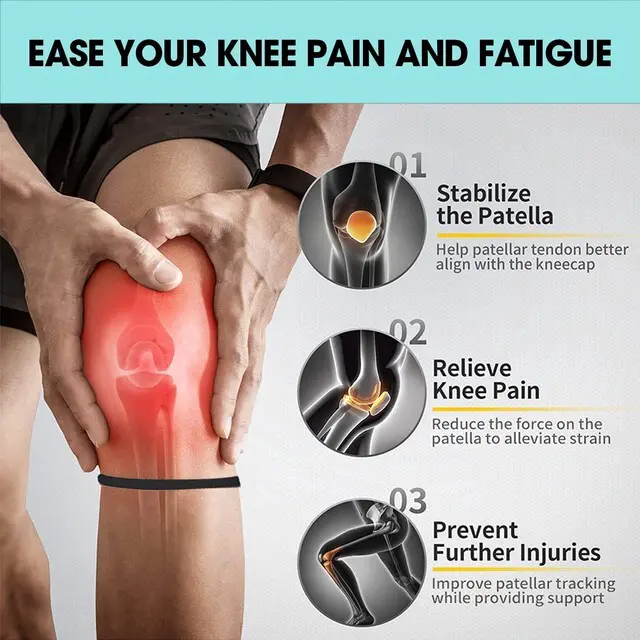 Alt view image 3 of 6 - Patellar Tendon Support Strap, Patella Bands Knee Pain Relief for Hiking, Soccer, Basketball, Running, Jumpers Knee, Tennis, Volleyball & Squats (2 Pack) (Black)