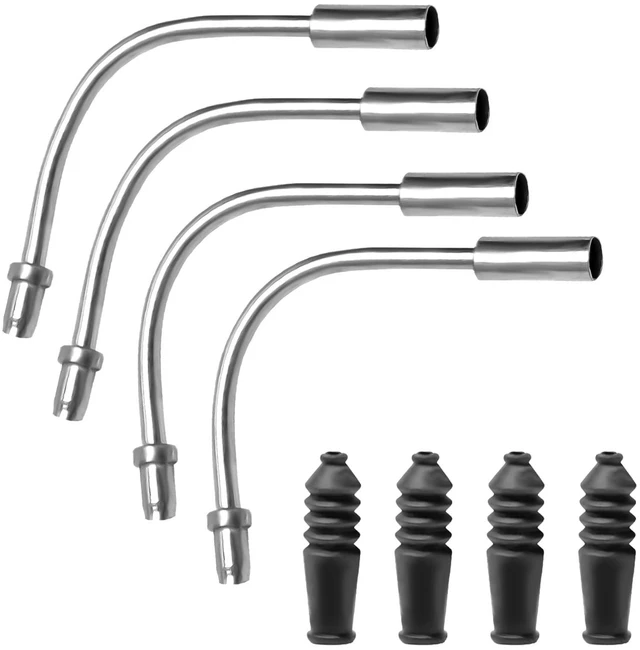 Main image of Bike V Brake Noodle Cable Guide Set, with 4 Pcs Bicycle Brake Cable Guide Pipe, and 4 Pcs Rubber Boots, for Mountain and Road Bicycles