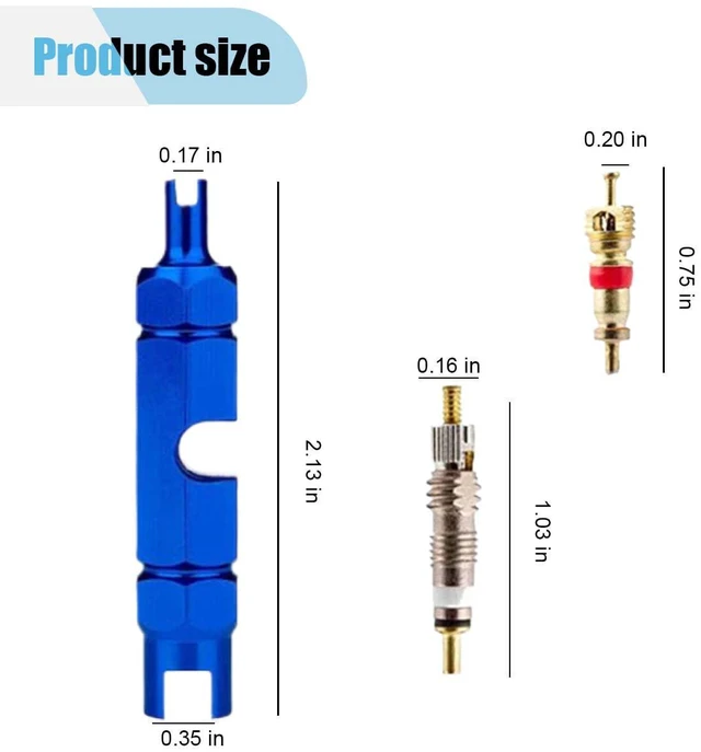 Alt view image 2 of 6 - Bicycle Valve Core Remover Tool Kit for Presta and Schrader Valve, Car Bike Valve Core Repair Tightening Tool with 12PCS Valve Cores Brass Replacement