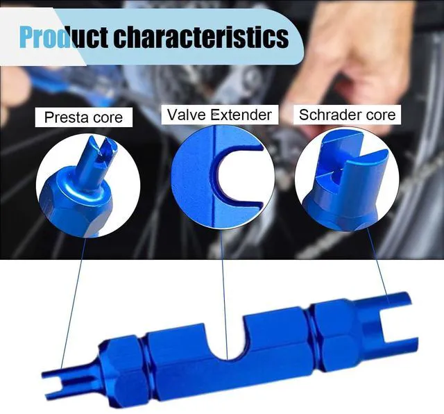 Alt view image 3 of 6 - Bicycle Valve Core Remover Tool Kit for Presta and Schrader Valve, Car Bike Valve Core Repair Tightening Tool with 12PCS Valve Cores Brass Replacement