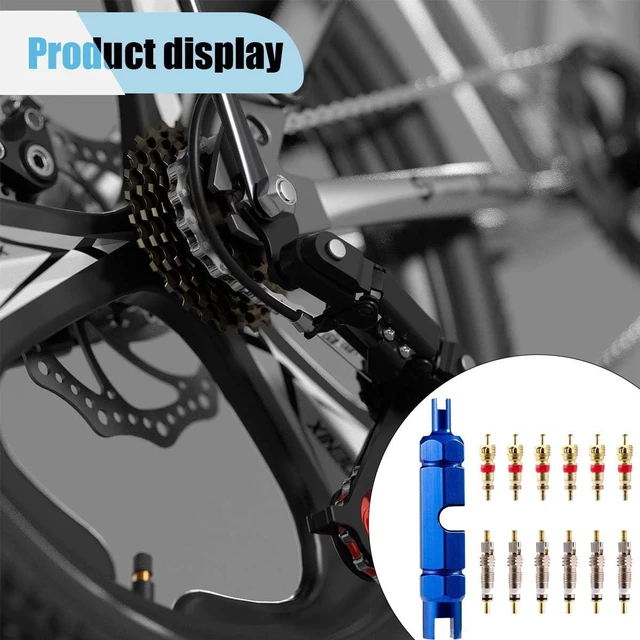 Alt view image 6 of 6 - Bicycle Valve Core Remover Tool Kit for Presta and Schrader Valve, Car Bike Valve Core Repair Tightening Tool with 12PCS Valve Cores Brass Replacement