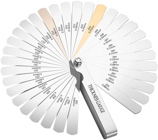 Alt view image 2 of 6 - Feeler Gauge Set Stainless Steel Thickness Gauge 32 Blades | 0.04-0.88 mm (0.0015-0.035 Inch) Dual Marked Metric and Imperial Measuring Tools for Measuring Gap Widths and Thicknesses