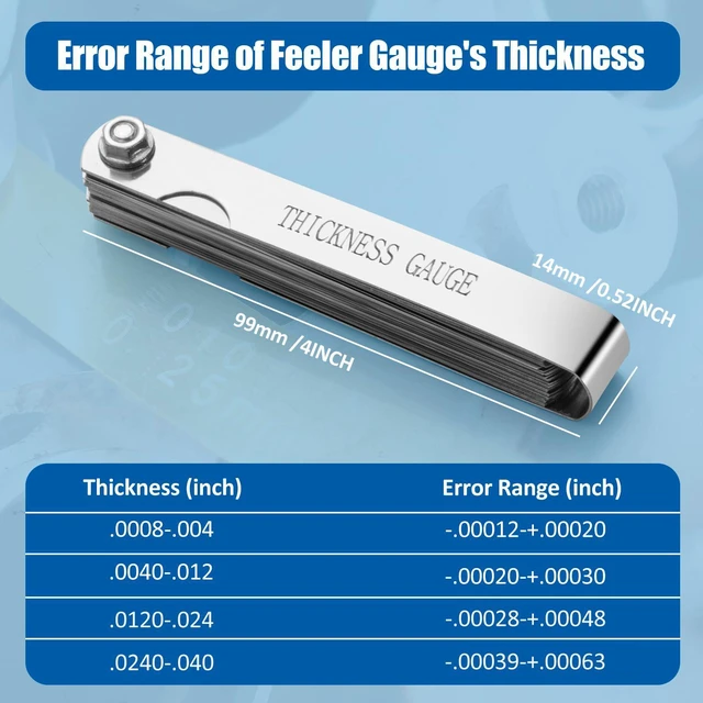 Alt view image 3 of 6 - Feeler Gauge Set Stainless Steel Thickness Gauge 32 Blades | 0.04-0.88 mm (0.0015-0.035 Inch) Dual Marked Metric and Imperial Measuring Tools for Measuring Gap Widths and Thicknesses