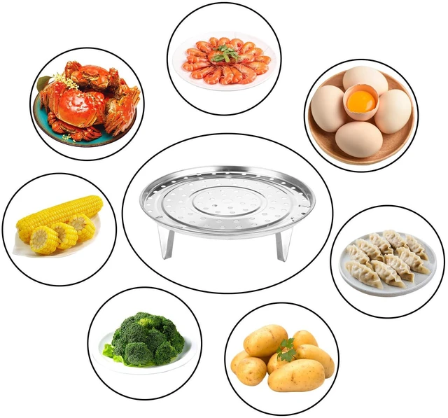 Alt view image 6 of 7 - Stainless Steel 8.5 inch Steamer Basket with Removable Stand for Instant Pot Steamer Cooking, Silver 1PC