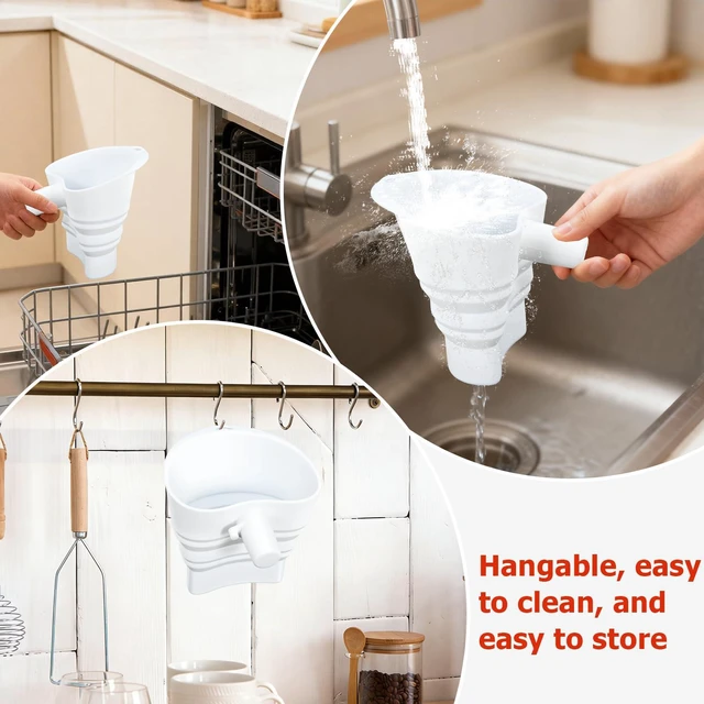 Alt view image 3 of 7 - Flour Funnel Attachment for KitchenAid Stand Mixer, Hands-Free No-Spill Pouring Shield for Tilt-Head 4.5 & 5 Qt Bowls (KSM150), Dishwasher Safe Baking Accessory for Dry & Liquid Ingredients (Soft)