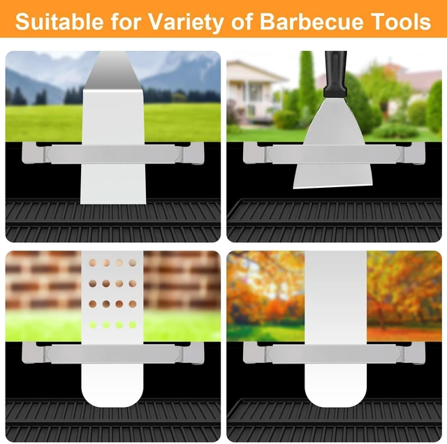 Alt view image 5 of 6 - Griddle Spatula Holder for Blackstone, Silver | Extended 6.5-10.2 inch | Stainless Steel Grill Rack | Compatible with Blackstone, Camp Chef, Royal Gourmet Flat Top Griddle