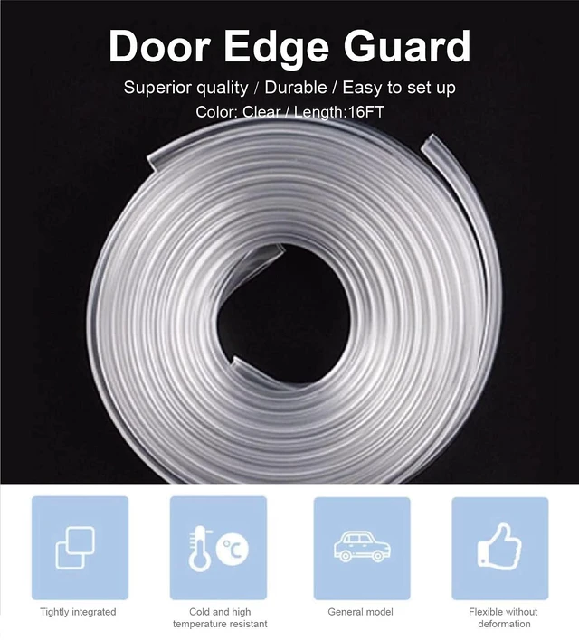 Alt view image 2 of 7 - Car Door Edge Guards, 16ft Clear Chrome Universal U Shape Rubber Sealed Door Edge Protection Fit for Most Car