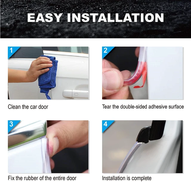 Alt view image 6 of 7 - Car Door Edge Guards, 16ft Clear Chrome Universal U Shape Rubber Sealed Door Edge Protection Fit for Most Car
