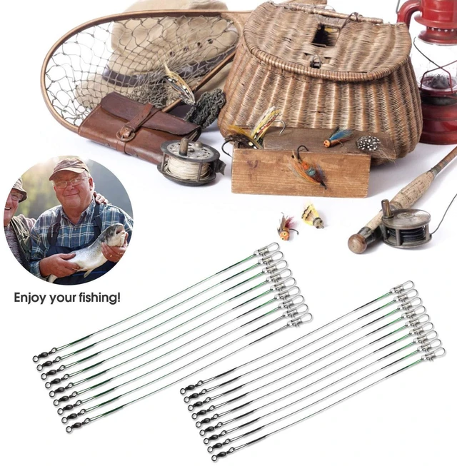 Alt view image 5 of 7 - Stainless Steel Fishing Leaders with Swivels Clips 31LB Saltwater Line | Fishing leader line set with stainless steel wire, swivels and clips, 6-12 inch sizes for saltwater freshwater fishing