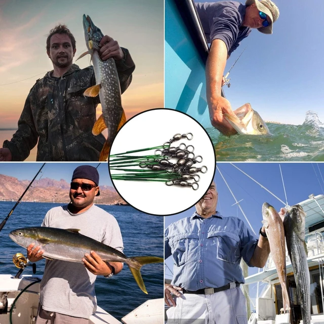 Alt view image 6 of 7 - Stainless Steel Fishing Leaders with Swivels Clips 31LB Saltwater Line | Fishing leader line set with stainless steel wire, swivels and clips, 6-12 inch sizes for saltwater freshwater fishing