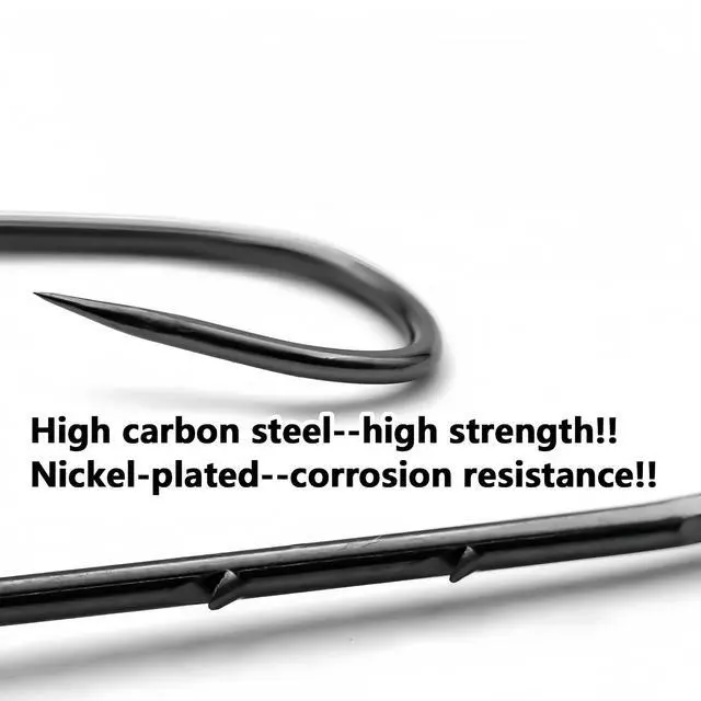 Alt view image 3 of 5 - Fishing Hooks 100 Pack Baitholder Walleye Rig Live Bait High Carbon Steel Black Nickel Down-Turned Eye Surf Bass Crawler Harness (#1/0-100pcs)