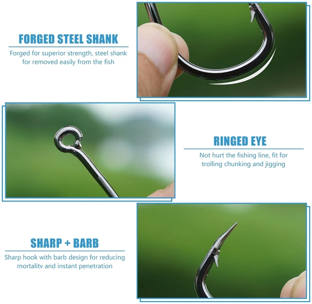 Alt view image 2 of 7 - Fishing Hooks Live Bait Hooks Saltwater 2X Strong Stainless Steel Circle Hook Assist Hook for Ocean Saltwater Freshwater Fishing Size: 1/0-10/0