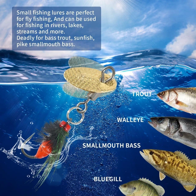 Alt view image 2 of 7 - 5-Pack Artificial Fly Fishing Lures with Spinner Blades, Ideal for Bass, Trout, Sunfish & Pike Fishing