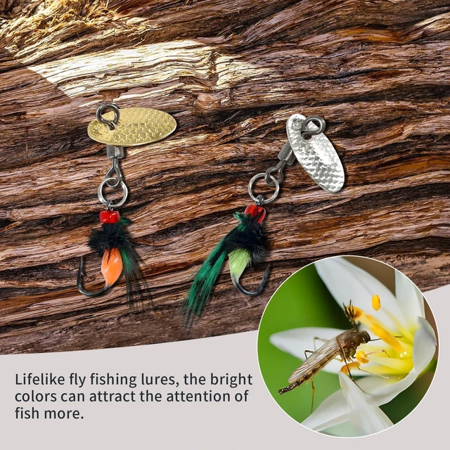 Alt view image 3 of 7 - 5-Pack Artificial Fly Fishing Lures with Spinner Blades, Ideal for Bass, Trout, Sunfish & Pike Fishing