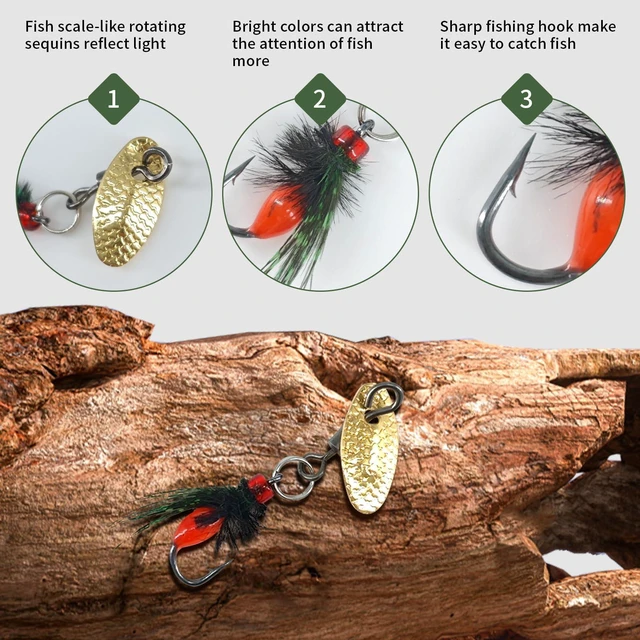 Alt view image 4 of 7 - 5-Pack Artificial Fly Fishing Lures with Spinner Blades, Ideal for Bass, Trout, Sunfish & Pike Fishing