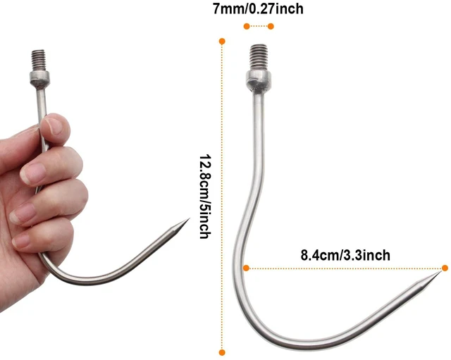 Alt view image 3 of 7 - Fishing Harpoon, Stainless Steel Barbed Spear With Aluminum Alloy Rod Gig Gaff, 8mm Screw for Outdoor Landing Large Fish Frog (D-Prong)