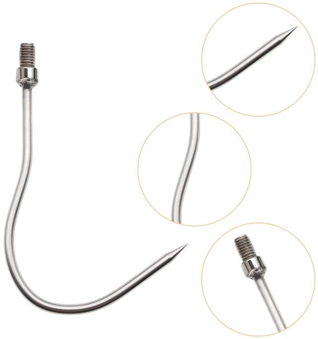 Alt view image 4 of 7 - Fishing Harpoon, Stainless Steel Barbed Spear With Aluminum Alloy Rod Gig Gaff, 8mm Screw for Outdoor Landing Large Fish Frog (D-Prong)