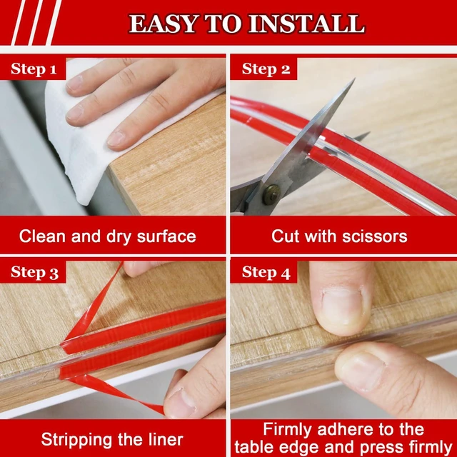 Alt view image 7 of 7 - Corner Protector Baby Proofing with 4 Corners Protector, Self-Adhesive Furniture Corner Guard & Edge Safety Bumpers, Table Edge Corner Protectors Covers (0.8in Wide, 6.6ft with 4 Corners)