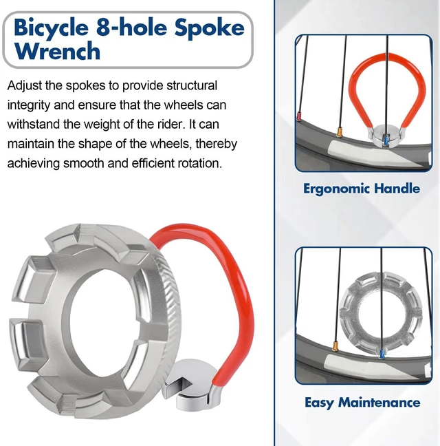 Alt view image 4 of 7 - Spoke Wrench, Spoke Rim Tool Set With Storage Bag | Lightweight, Hardened Steel, Anti-Slip, 6-In-1, For Home Tune-Ups Or Repairs
