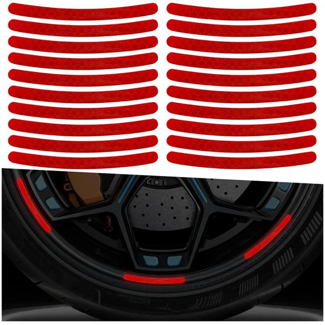 Main image of 22PCS Car Wheel Stripe Reflective Stickers (Red) | Anti-Scratch Rim Decals for Vehicles, Night Safety Warning Tape Decal, Car Wheel Decorative Stripe Stickers for Most Cars