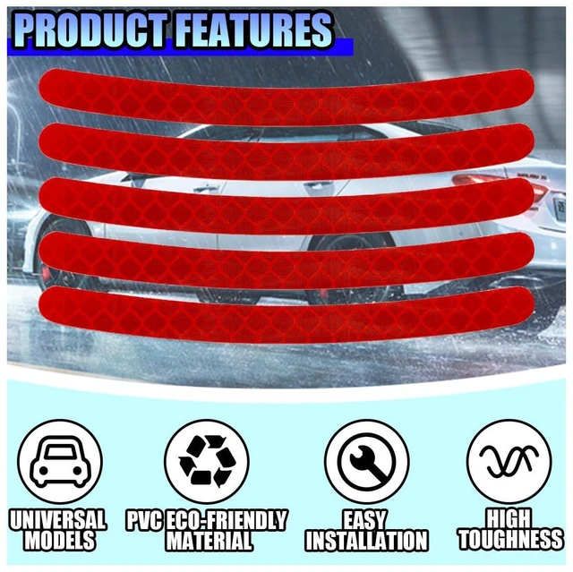 Alt view image 4 of 6 - 22PCS Car Wheel Stripe Reflective Stickers (Red) | Anti-Scratch Rim Decals for Vehicles, Night Safety Warning Tape Decal, Car Wheel Decorative Stripe Stickers for Most Cars