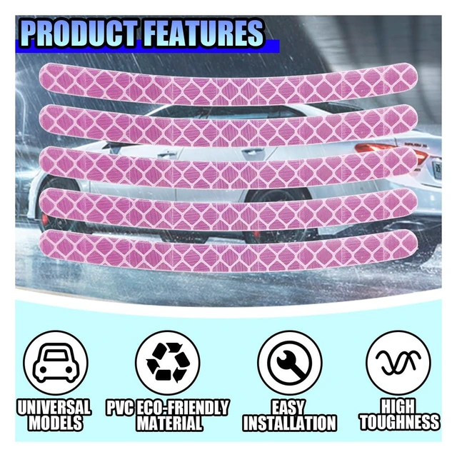 Alt view image 4 of 6 - 23PCS Car Wheel Stripe Reflective Stickers (Neon Pink) | Anti-Scratch Rim Decals for Vehicles, Night Safety Warning Tape Decal, Car Wheel Decorative Stripe Stickers for Most Cars